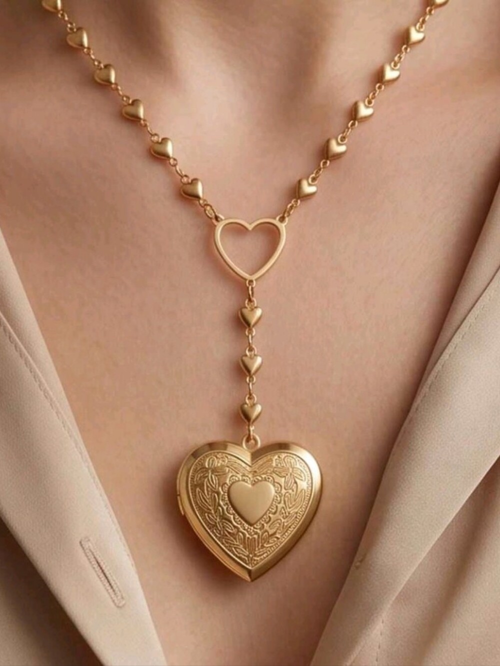 NEW! 14K Gold Plated Classic Heart Locket Necklace - Women Jewelry